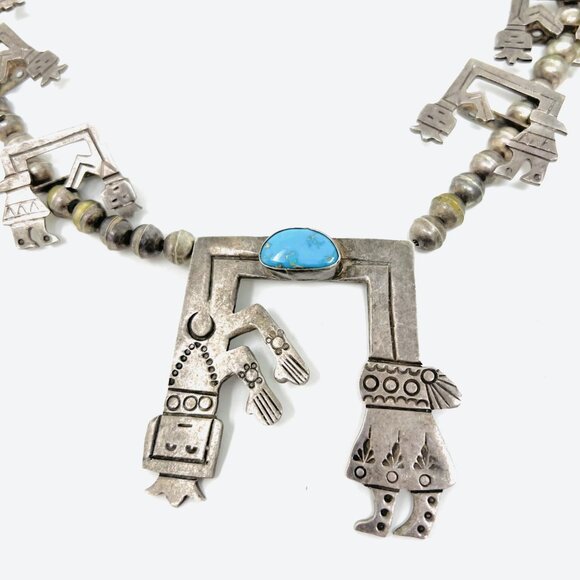 Monroe Ashley Navajo Native American Yei Squash Blossom Sterling Silver Necklace main image 6